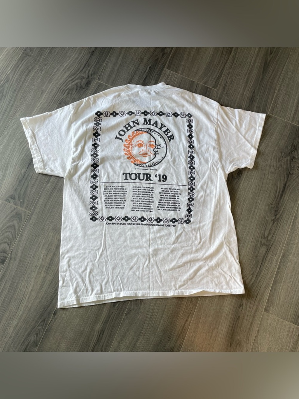 John Mayer T-Shirt Mens Large Solo Tour 2019 Sun Moon Online Ceramics Music Tee